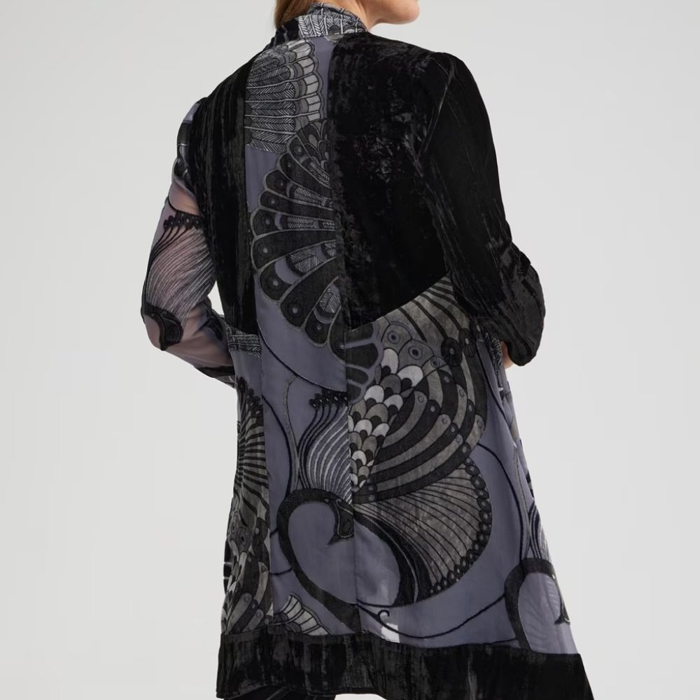 nwt chico's travelers velvet burnout kimono jacket